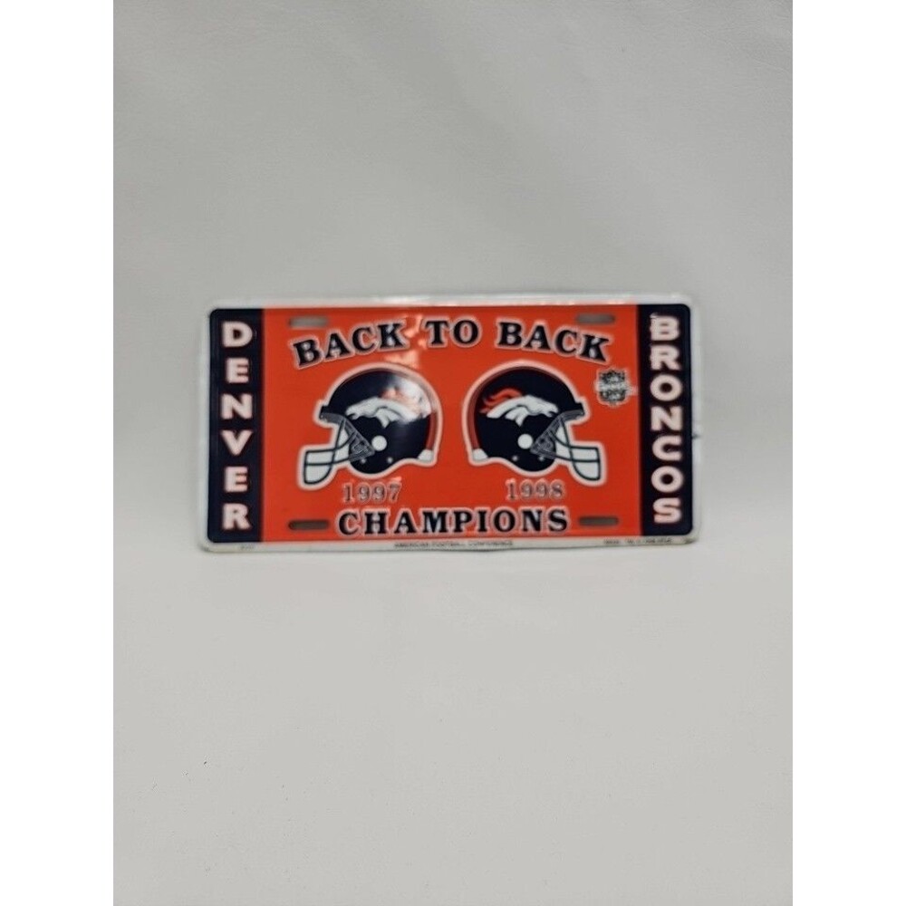 Denver Broncos Back to Back Champions 1997 1998 NFL Commemorative License Plate